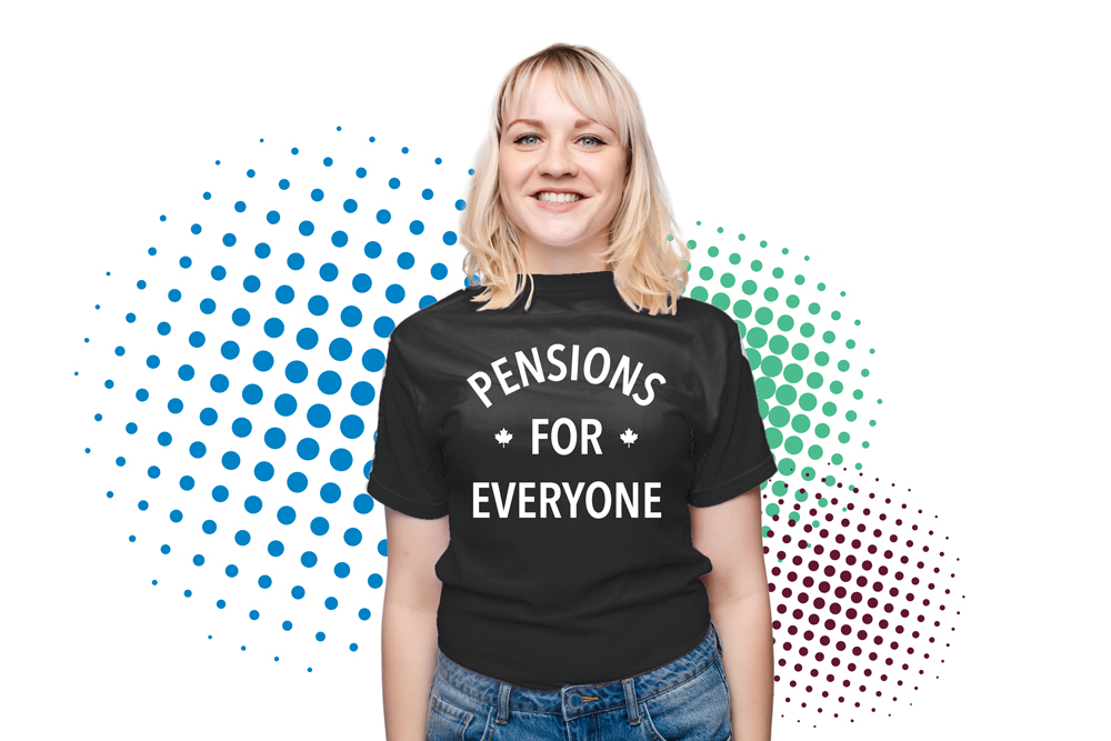 Woman with Pensions for everyone T-shirt
