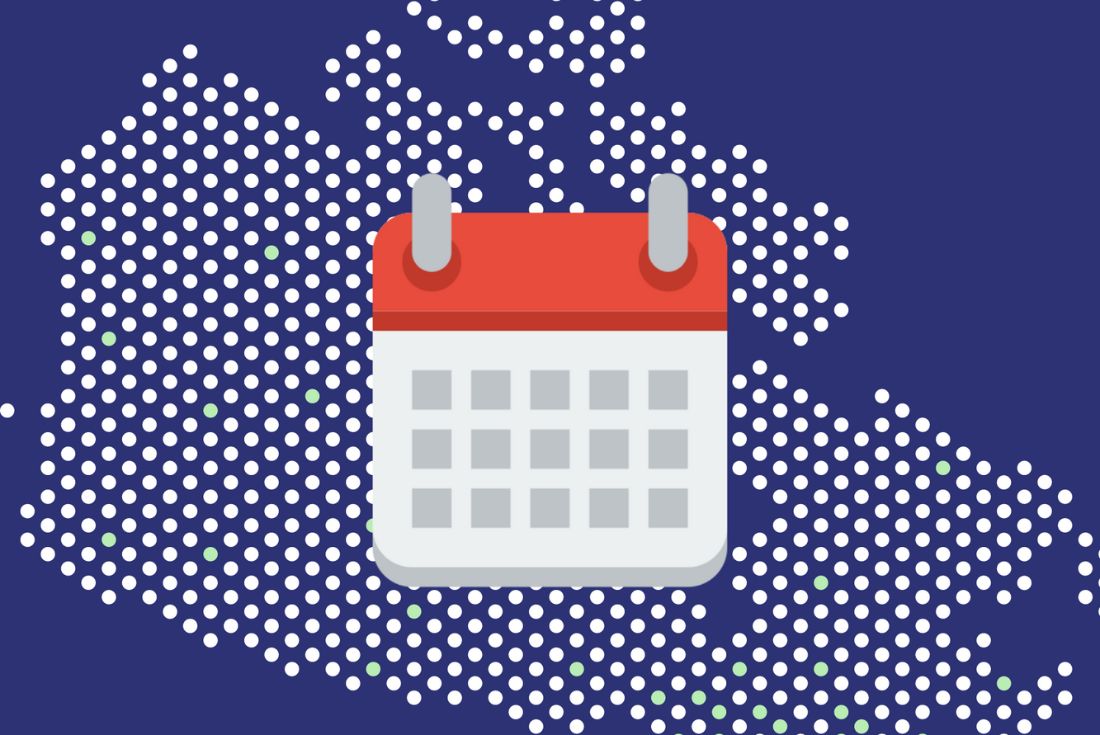 Illustration of Canadian flag with a calendar in front
