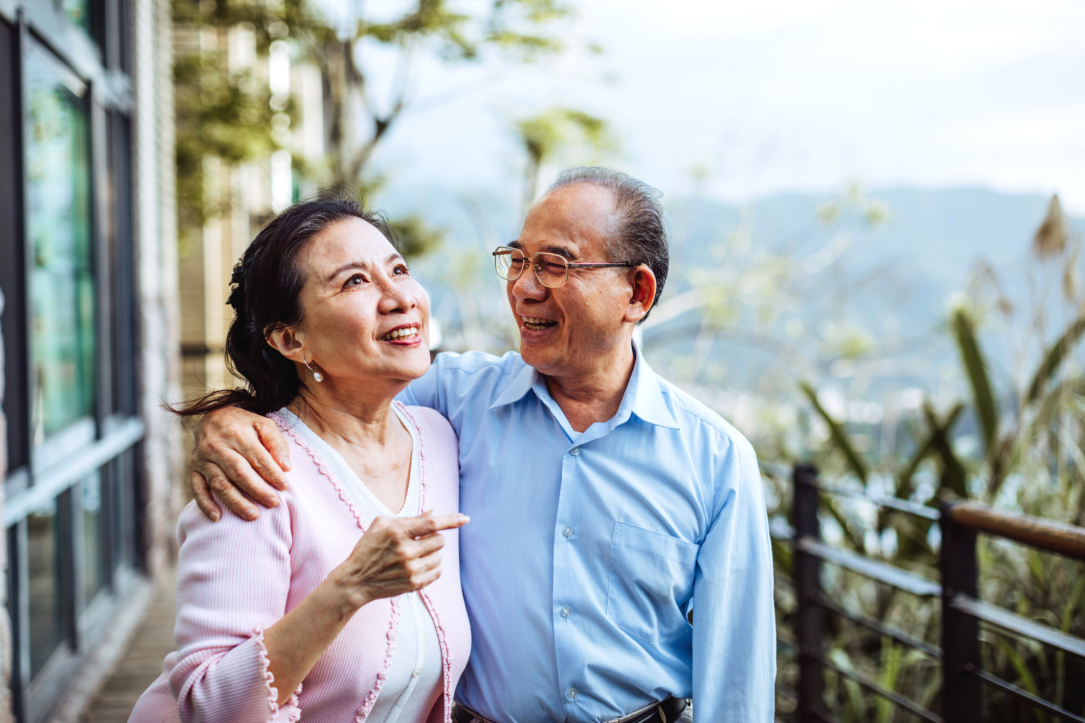 A mature couple enjoying the outdoors