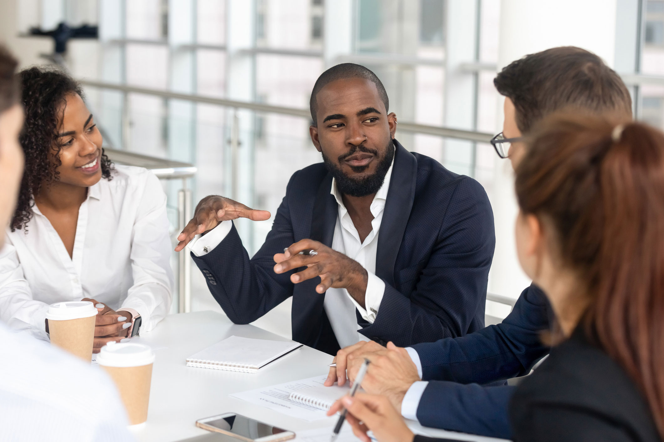 Coworkers at a meeting