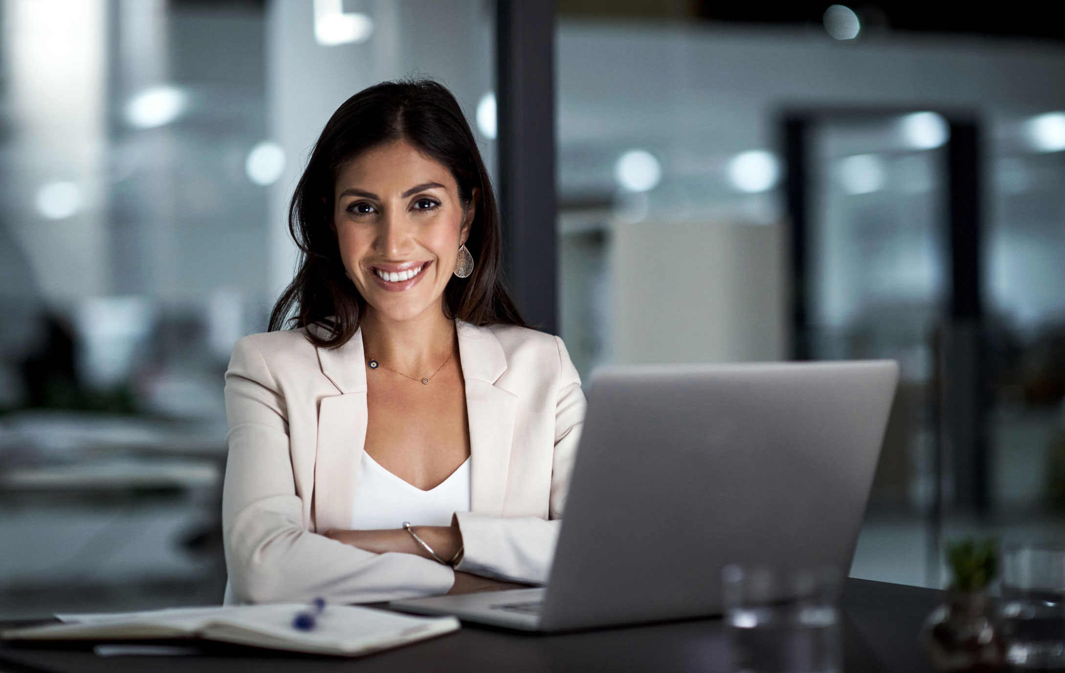 Woman working on laptop in the workplace