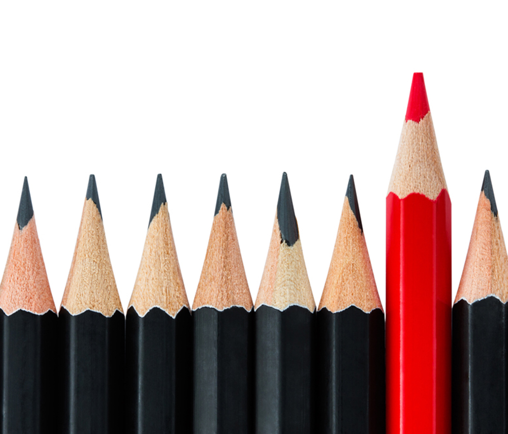 Bland and red pencils